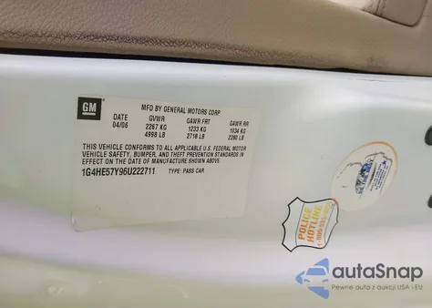 2006 Buick Lucerne Cxs из США, поврежденный, VIN 1G4HE57Y96U222711